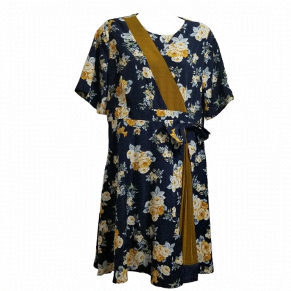 Kalisa floral Navy and Mustard Dress Size XL